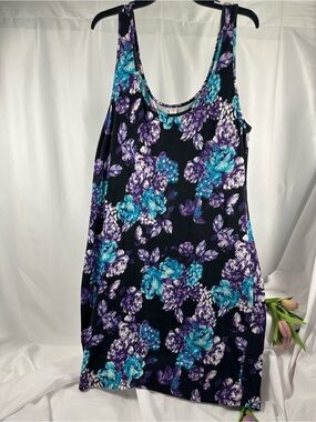 Black Purple Blue Stretch Shift Dress Size XXL 19 (no boundaries)